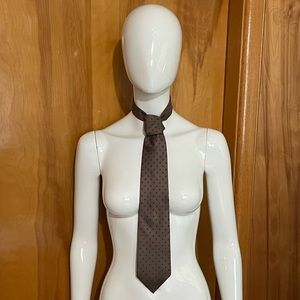 Authentic Omega Watch Boutique Employee Tie 100% Silk Brown Circles Dots